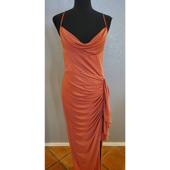 "Katie May So Juicy Rust Gown Front Slit Formal Dress - Picture 4 of 14